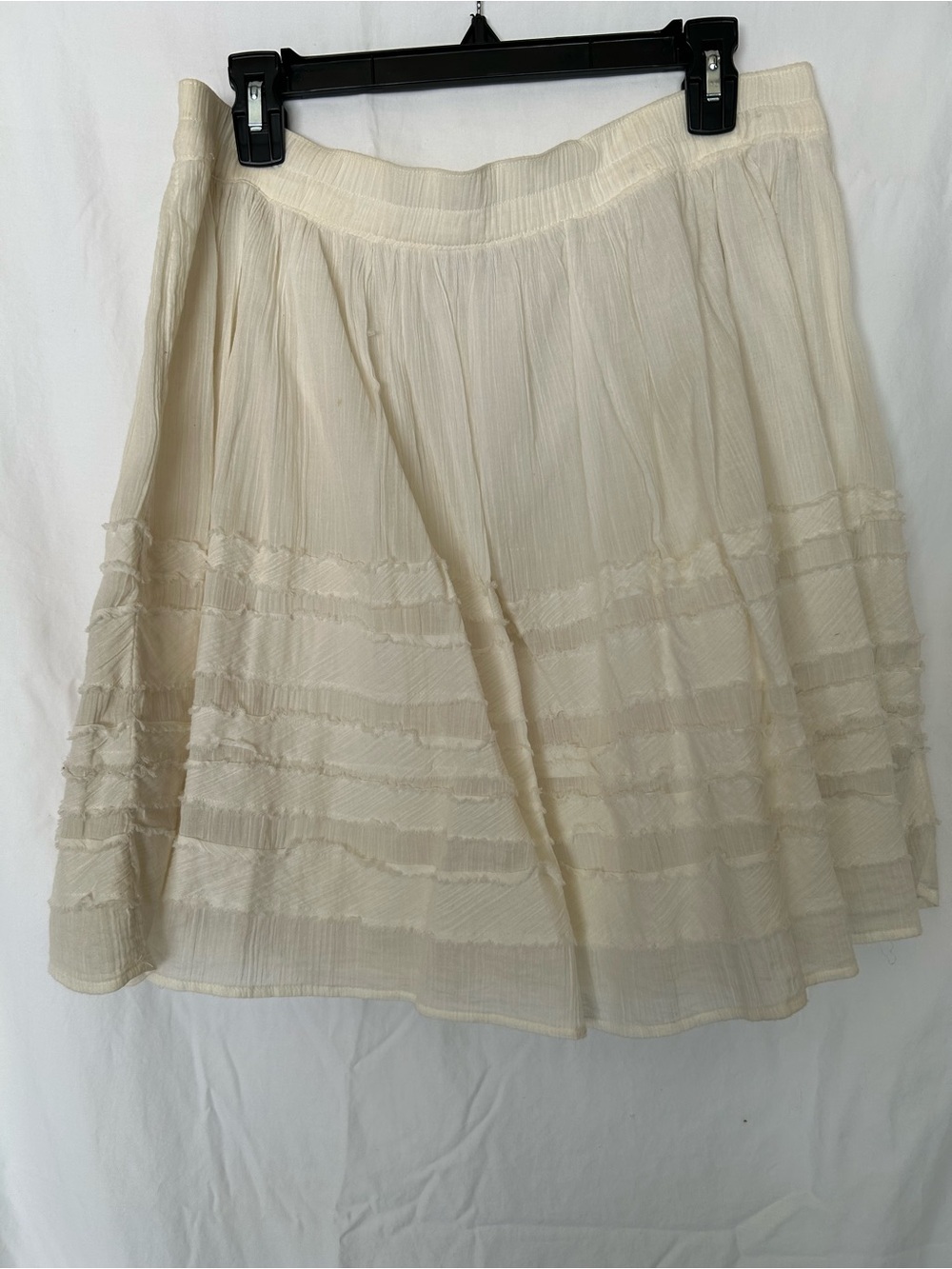 Old Navy Cream Cotton Tiered Boho Skirt Elastic Waist Medium